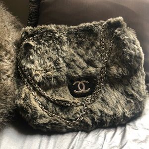 Authentic Chanel fur purse
